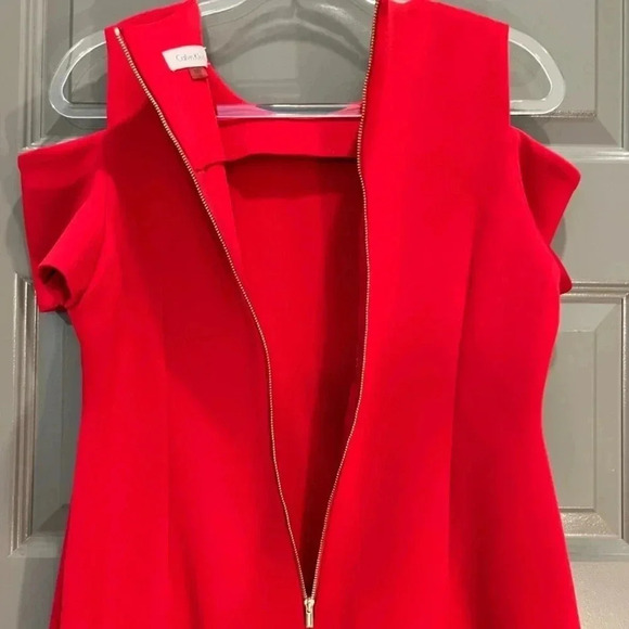 Calvin Klein Red Asymmetrical Dress Size 10 - Picture 8 of 12